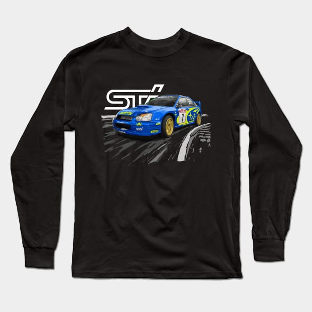 petter solberg sti rally blue Long Sleeve T-Shirt by cowtown_cowboy